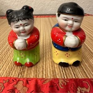 Chinese Good Luck Jade Maiden Golden Boy 2.5" Figurine